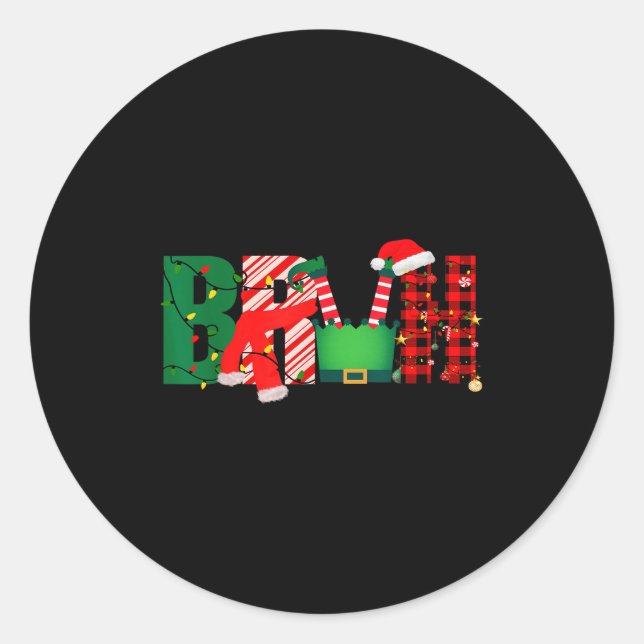 Bruh Funny Christmas For Kids Boys Bruh Xmas Light Classic Round Sticker (Front)