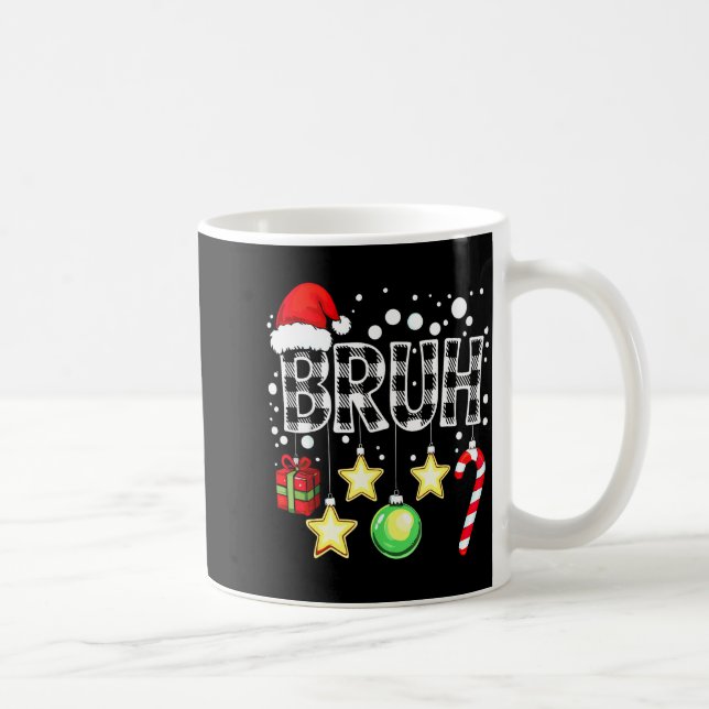 Bruh Funny Christmas Kids Buffalo Plaid Xmas  Coffee Mug (Right)