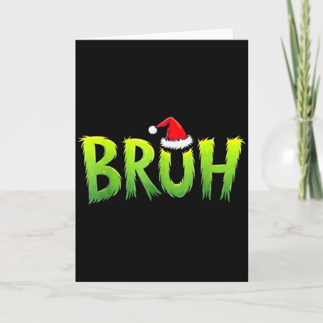 Bruh Funny Christmas Red Plaid Teens Boys Kids Xma Card (Front)