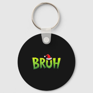 Bruh Funny Christmas Red Plaid Teens Boys Kids Xma Key Ring