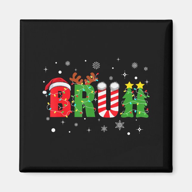Bruh Funny Christmas Red Plaid Teens Boys Kids Xma Magnet (Front)