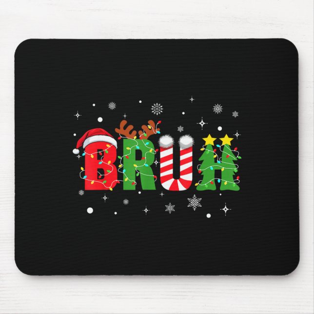 Bruh Funny Christmas Red Plaid Teens Boys Kids Xma Mouse Mat (Front)