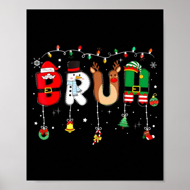 Bruh Funny Christmas Red Plaid Teens Boys Kids Xma Poster (Front)