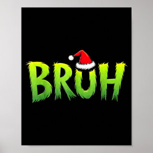 Bruh Funny Christmas Red Plaid Teens Boys Kids Xma Poster