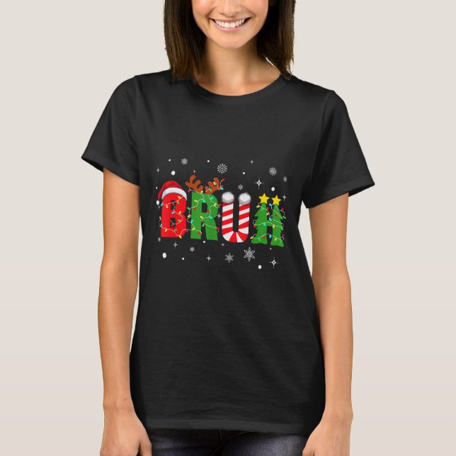 Bruh Funny Christmas Red Plaid Teens Boys Kids Xma T-Shirt (Front)