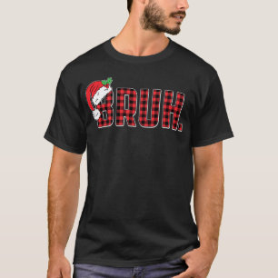 Bruh Funny Christmas Red Plaid Xmas Pyjamas T-Shirt