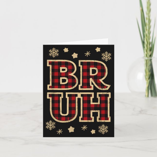 Bruh Funny Christmas Teens Boys Kids Xmas Pajamas  Card (Front)