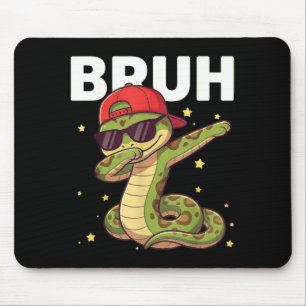Bruh Funny Dabbing Snake Kids Boys Reptile Lover Mouse Mat