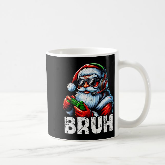 Bruh Funny Santa Gaming Gamer Pjs Christmas Xmas M Coffee Mug (Right)