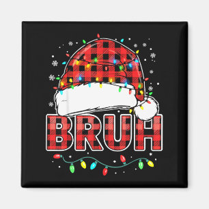 Bruh Funny Santa Hat Lights Christmas Magnet
