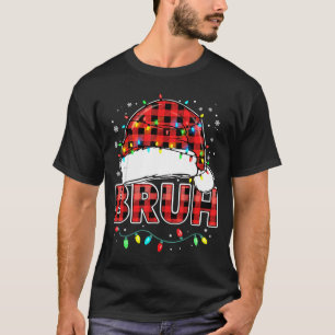 Bruh Funny Santa Hat Lights Christmas T-Shirt