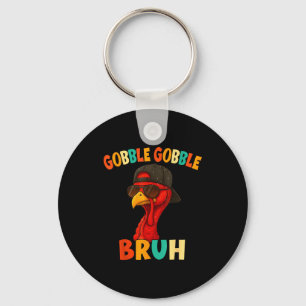 Bruh Funny Thanksgiving Turkey Gobble Shirt Boys G Key Ring
