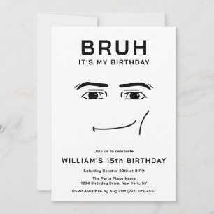 Bruh Funny Video Game Meme 15th Boy Birthday Invitation