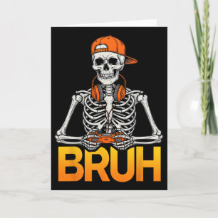 Bruh Gamer Skeleton Halloween Video Game Controlle Card