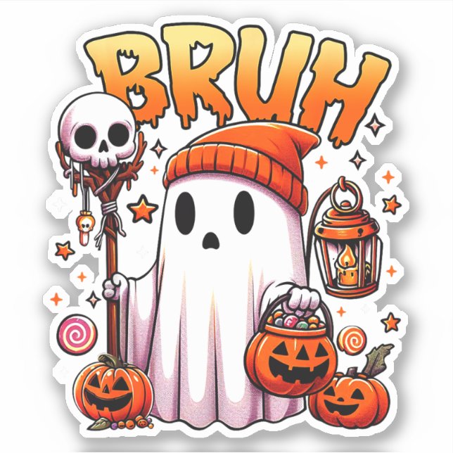 Bruh Ghost Halloween Cute Ghost Trick Or Treat (Front)