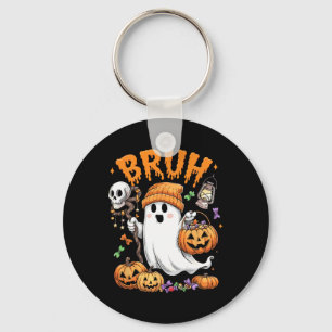 Bruh Ghost Halloween Cute Ghost Trick Or Treat Can Key Ring