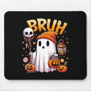 Bruh Ghost Halloween Cute Ghost Trick Or Treat Can Mouse Mat
