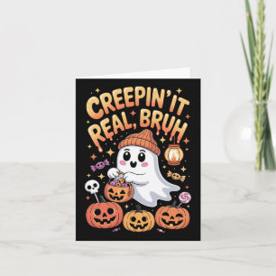 Bruh Ghost Halloween Cute Ghost Trick Or Treat Kid Card