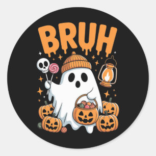 Bruh Ghost Halloween Cute Ghost Trick Or Treat Kid Classic Round Sticker