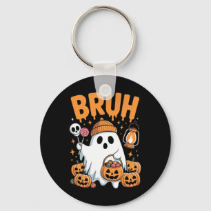 Bruh Ghost Halloween Cute Ghost Trick Or Treat Kid Key Ring