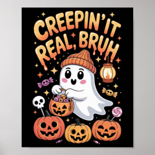 Bruh Ghost Halloween Cute Ghost Trick Or Treat Kid Poster