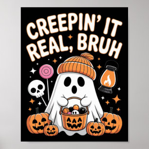Bruh Ghost Halloween Cute Ghost Trick Or Treat Kid Poster