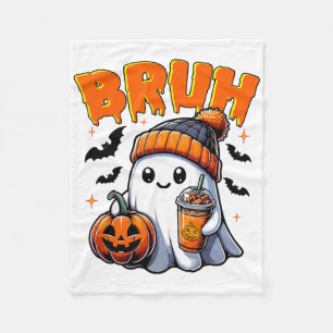 Bruh Ghost Halloween Trick Or Treat Candy Cute Gho Fleece Blanket