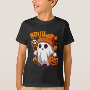Bruh Ghost Happy Halloween Trick Or Treat Pumpkin  T-Shirt
