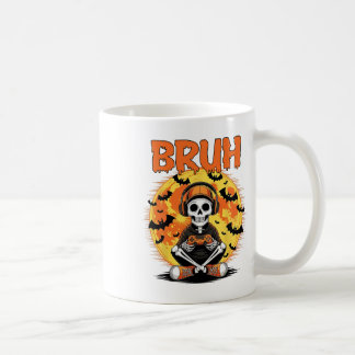 Bruh Halloween Boys Kids Gamer Mens Skeleton Video Coffee Mug