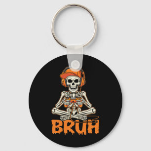 Bruh Halloween Boys Kids Gamer Mens Skeleton Video Key Ring