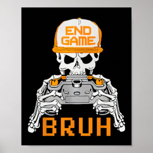 Bruh Halloween Boys Kids Gamer Mens Skeleton Video Poster
