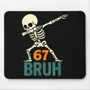 Bruh Halloween Meme Numbers Six Seven Skeleton Fun Mouse Mat