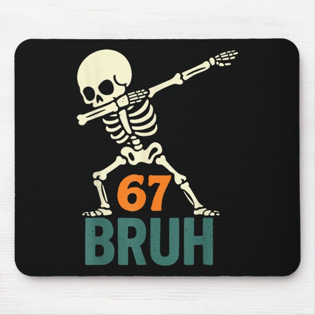 Bruh Halloween Meme Numbers Six Seven Skeleton Fun Mouse Mat (Front)