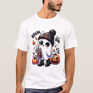 Bruh I Mean Boo Funny Ghost Jack O Lantern Coffee T-Shirt