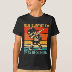 Bruh I Survived 100 Days Of School Dabbing Boy 100 T-Shirt