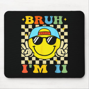 Bruh I'm 11 Years Old Blue Birthday Boys 11th Birt Mouse Mat