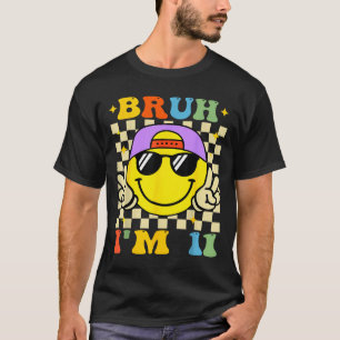 Bruh I'm 11 Years Old Purple Birthday Boys 11th Bi T-Shirt