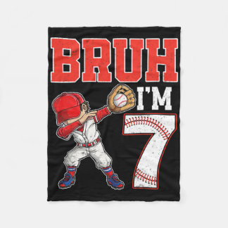 Bruh I'm 7 Dabbing Sell 7th Birthday Party Kids  Fleece Blanket