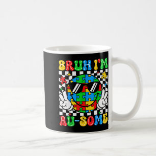 Bruh i'm au-some retro autism awareness boys kids coffee mug