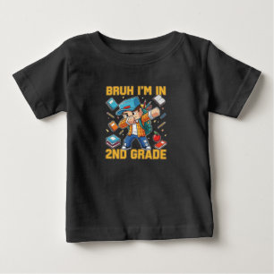 Bruh I'm in 2nd Grade Dabbing Boys Kids Gamer Back Baby T-Shirt