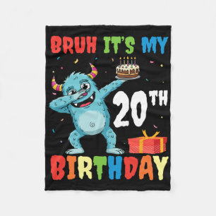 Bruh It’s My 20th Birthday Halloween Monster Dab P Fleece Blanket