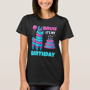 Bruh It’s My Birthday Funny Llama Pinata Bday Boy  T-Shirt