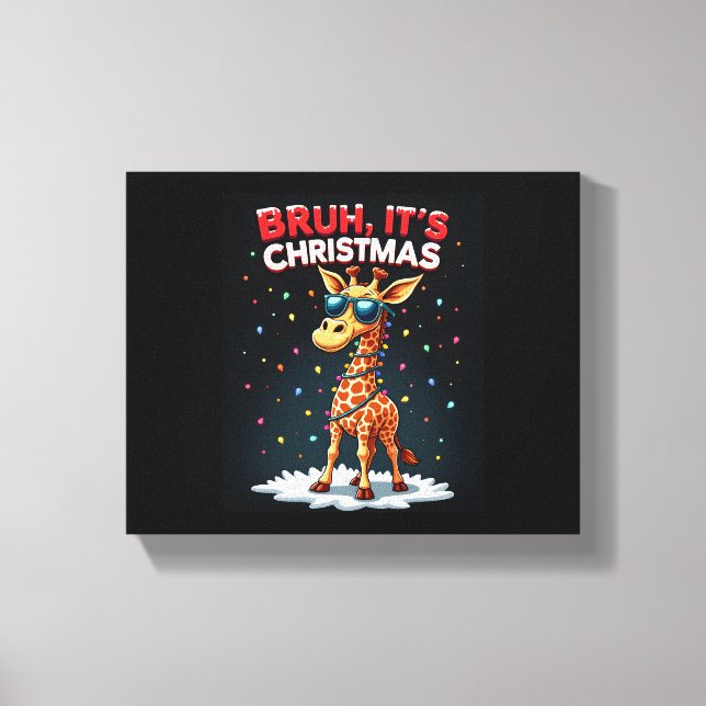 Bruh It's Christmas Giraffe Funny Dabbing Long Sle Canvas Print (Front)