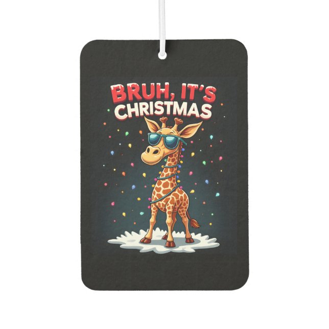 Bruh It's Christmas Giraffe Funny Dabbing Long Sle Car Air Freshener (Front)