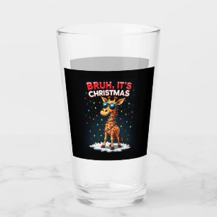 Bruh It's Christmas Giraffe Funny Dabbing Long Sle Glass