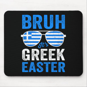 Bruh It's Greek Easter Funny Retro Greek Easter Bo Mouse Mat