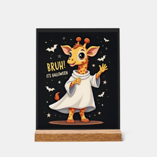 Bruh Its Halloween Funny Dabbing Ghost Giraffe Lon Acrylic Sign