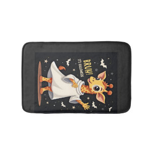 Bruh Its Halloween Funny Dabbing Ghost Giraffe Lon Bath Mat