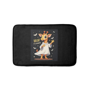 Bruh Its Halloween Funny Dabbing Ghost Giraffe Lon Bath Mat