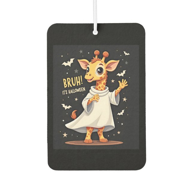 Bruh Its Halloween Funny Dabbing Ghost Giraffe Lon Car Air Freshener (Front)